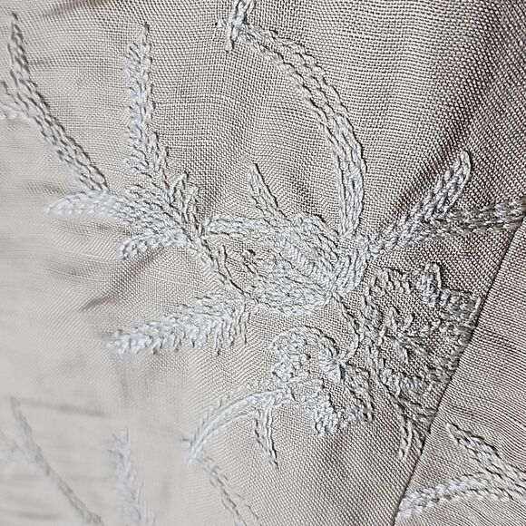 Linen Blend 2 Piece Summer Neutral Embroidered Blazer/Jacket Size 16 - Picture 8 of 9